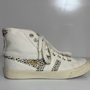 Gola Women's Canvas Hightop Sneakers - Cream / White with fur detail  6